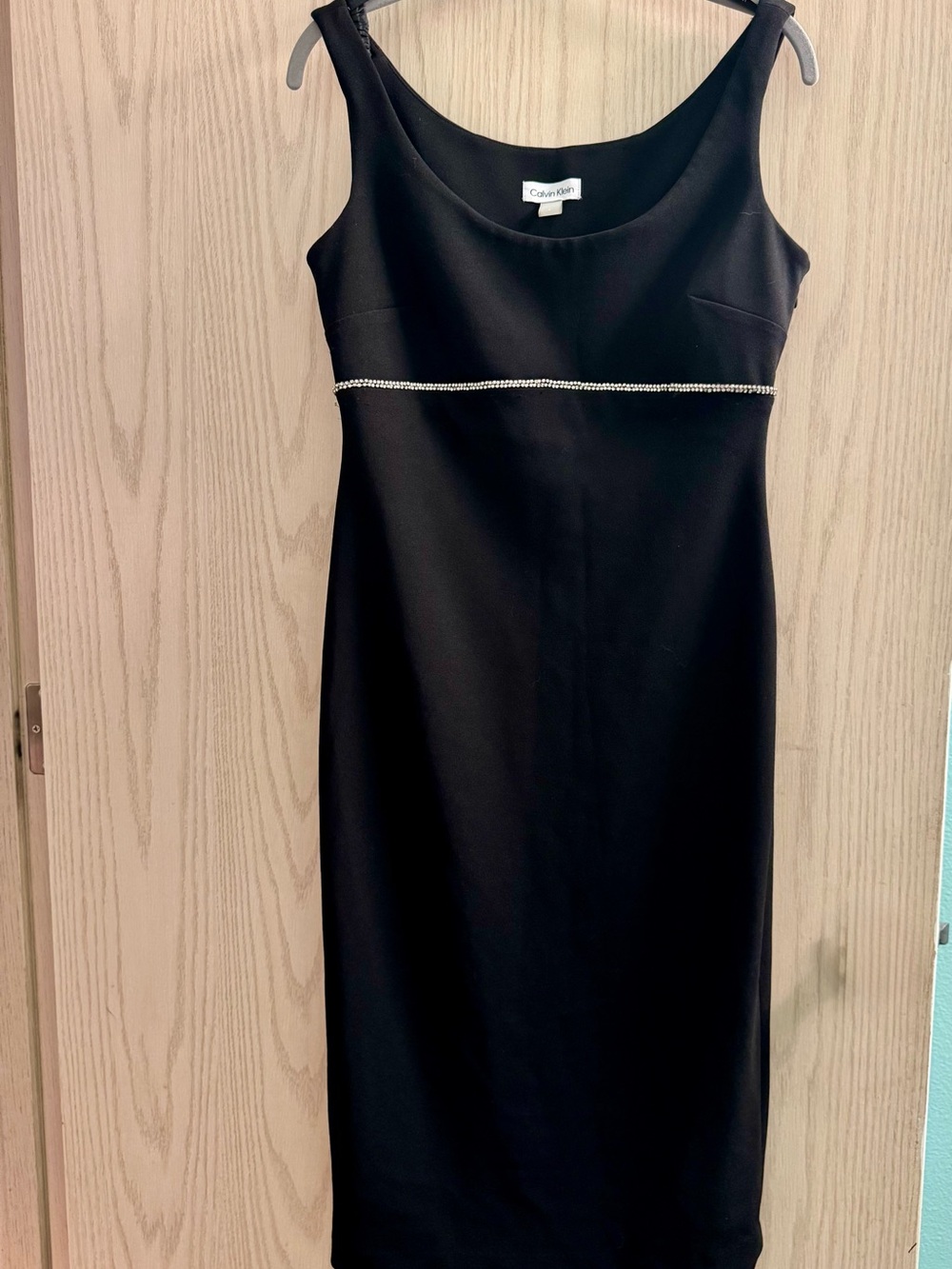 Calvin Klein Black Sleeveless Sheath Dress with Waist Detail